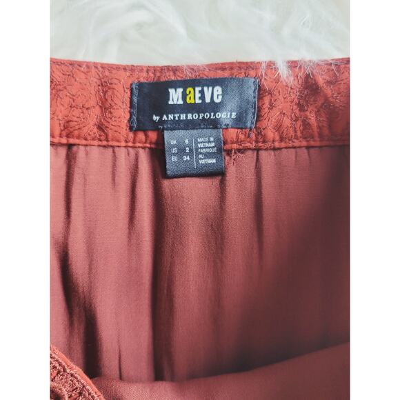 NEW Anthropologie Maeve Embroidered Red Mini Skirt - Size: 2 - Picture 9 of 10